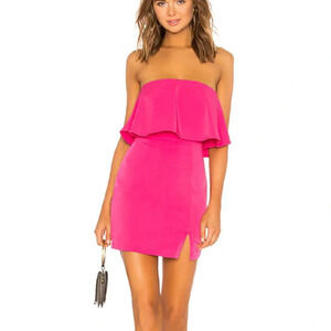 Revolve Superdown Catalina Ruffle Tube Mini Dress Hot Pink